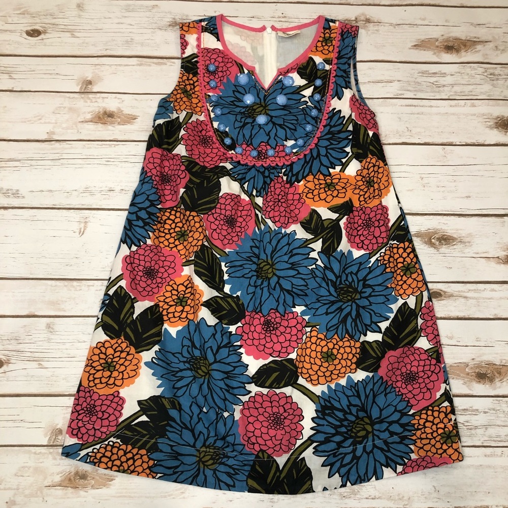 Mini Boden Floral Beaded Necklace Dress 11-12Y
